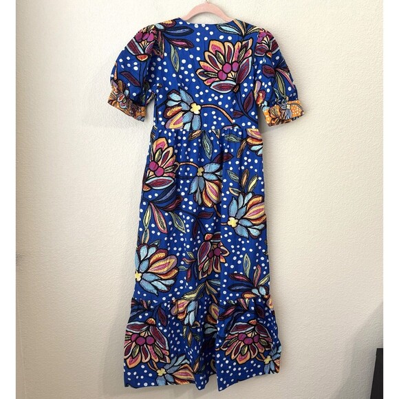 Tabitha Brown x Target Dress Womens Size 0 Midi Floral Polkadots Blue - Picture 2 of 7